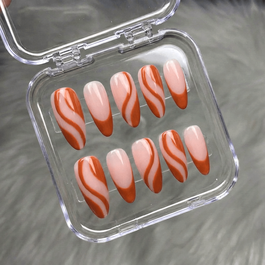 Pearl Wave press-on nails – design close-up by Handora