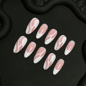 Pearl Wave white press-on nails by Handora