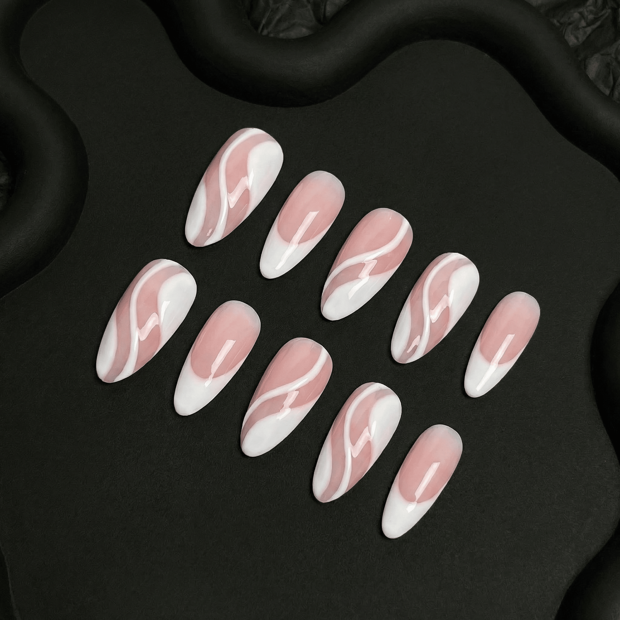 Pearl Wave white press-on nails by Handora