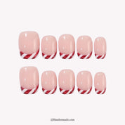Peppermint Twist Christmas press-on nails - full set on white background by Handora Nails