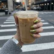 Peridot Cyber press-on nails – hand-painted reusable gel set by Handora