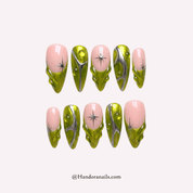 Peridot Cyber 3d press-on nails by Handora