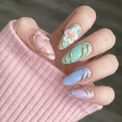Petal Aura press-on nails – hand-painted reusable gel set by Handora
