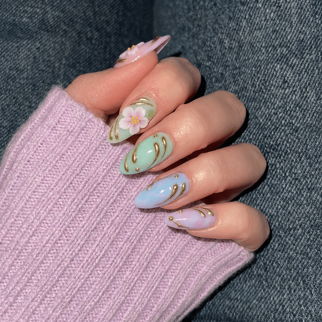 Petal Aura press-on nails – design close-up by Handora