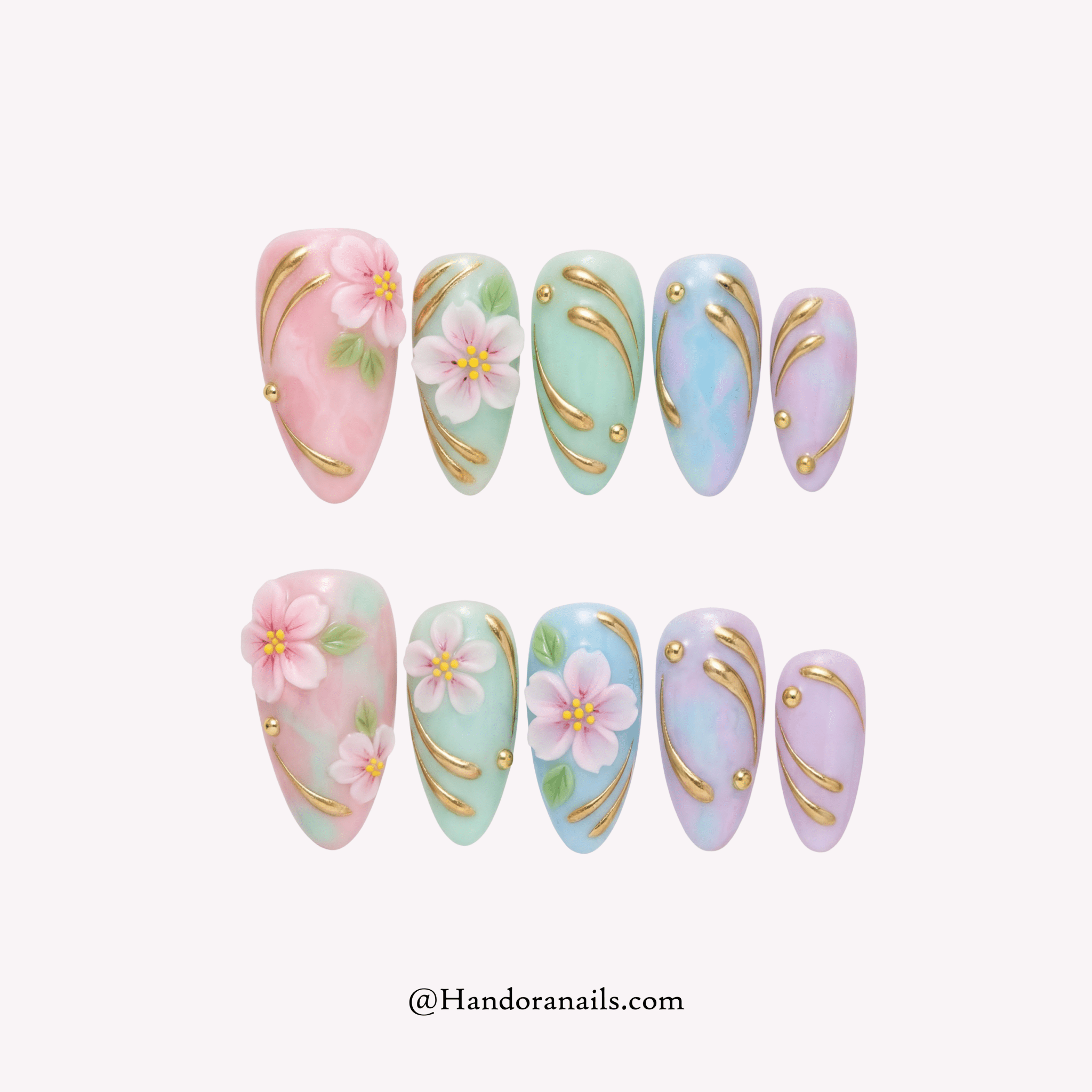 Petal Aura 3d press-on nails by Handora