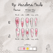 Petal Dew stiletto press-on nails – design close-up by Handora