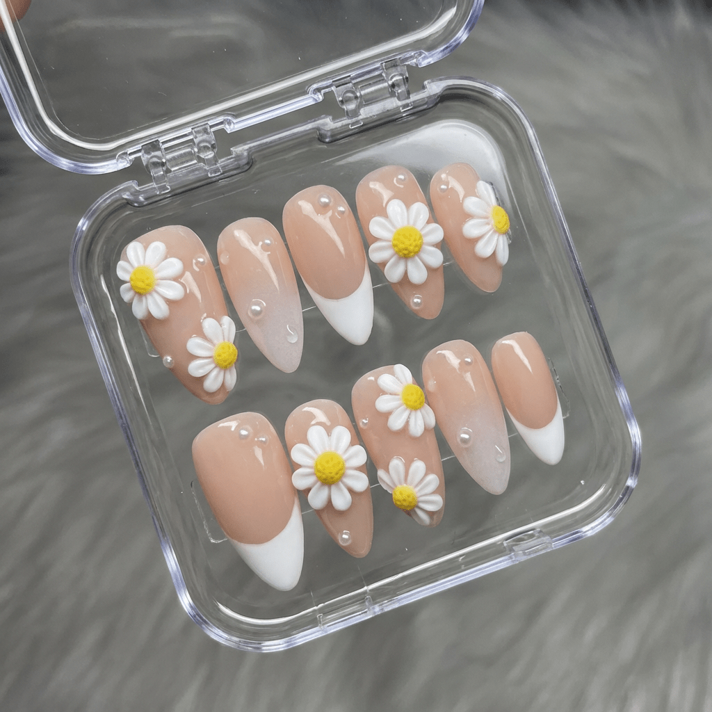 Petal Flutter full press-on nail set – sizes XS–L by Handora