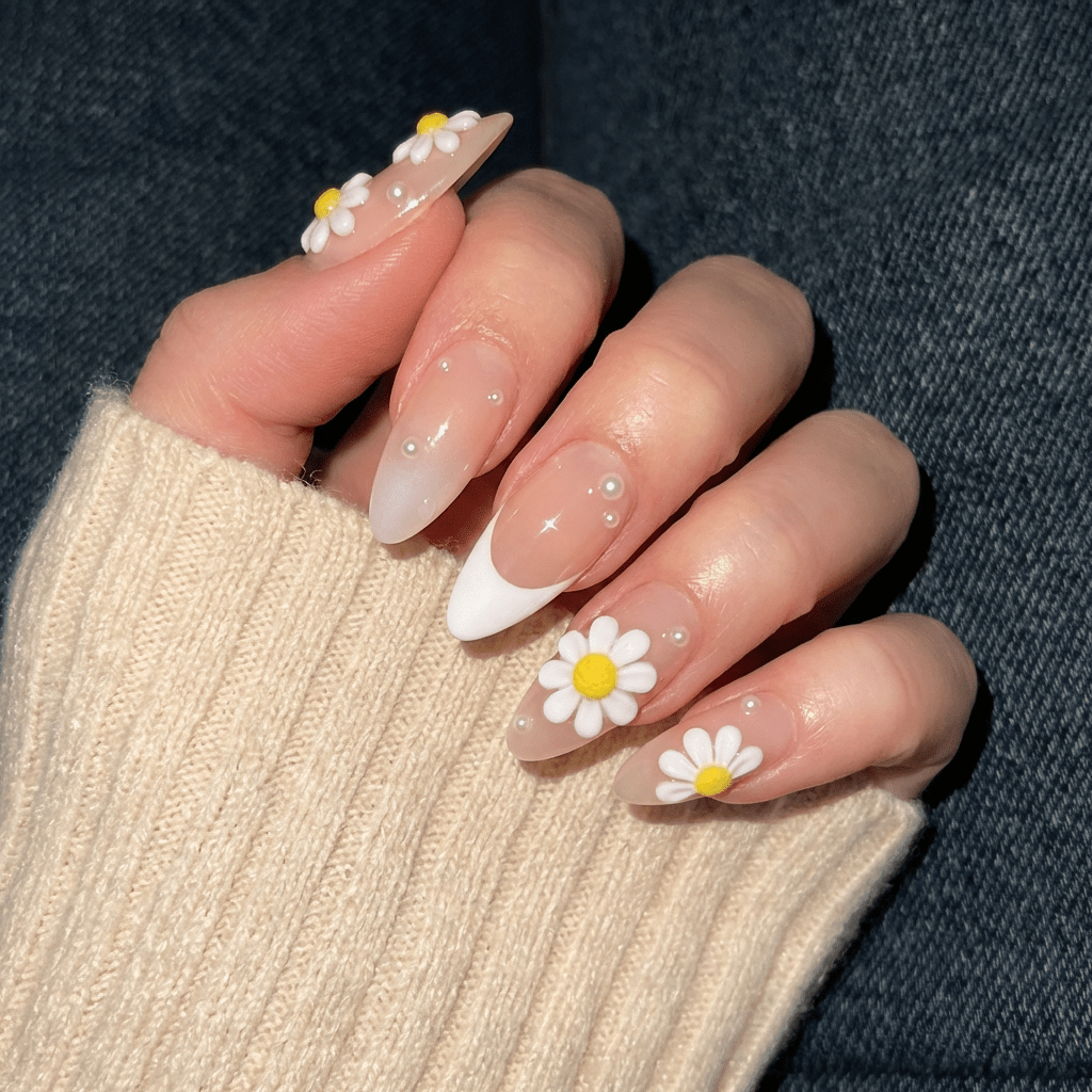 Petal Flutter nail design – handmade press-on nails by Handora