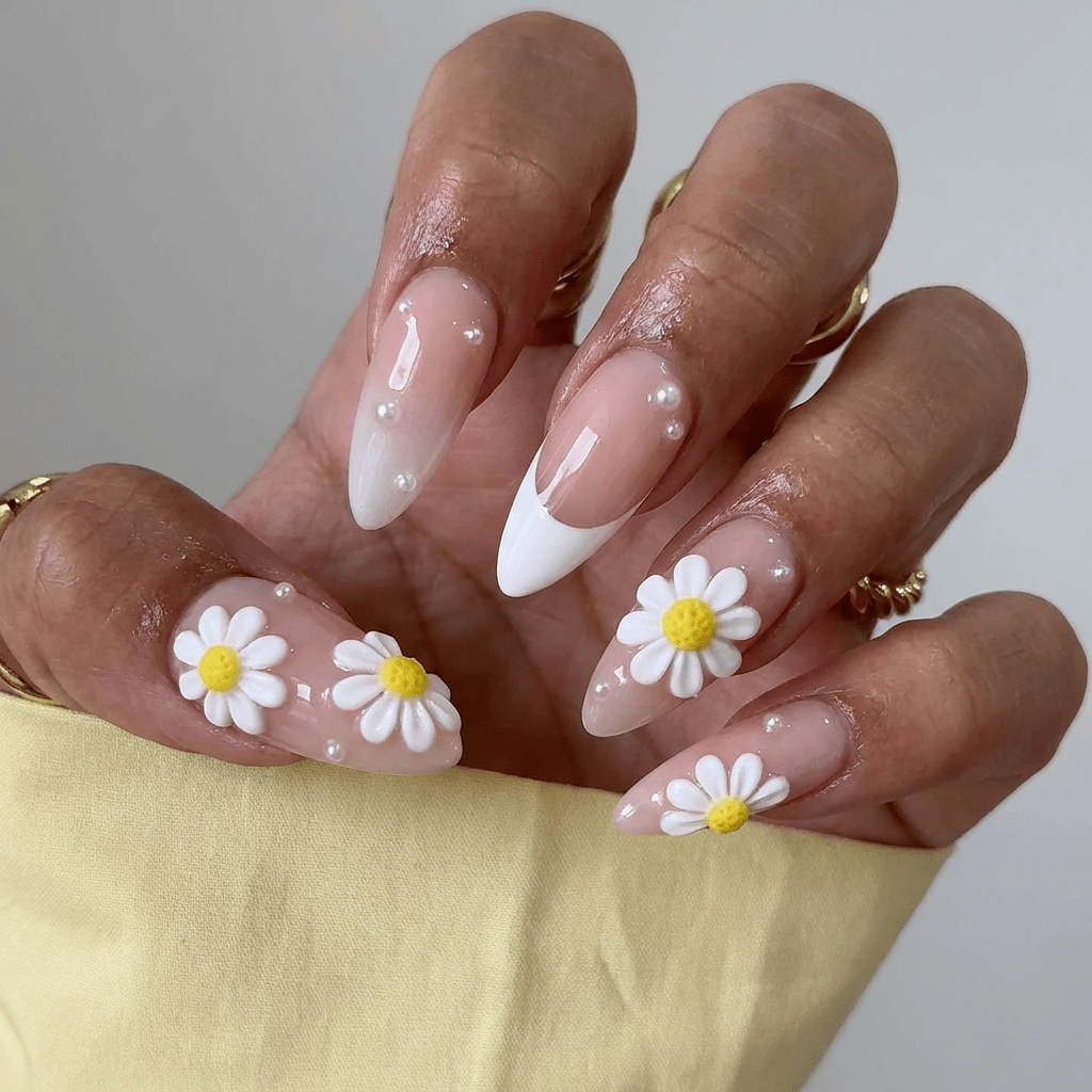Petal Flutter press-on nails – hand-painted reusable gel set by Handora