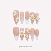 Petal Flutter press-on nails – hand-painted reusable gel set by Handora