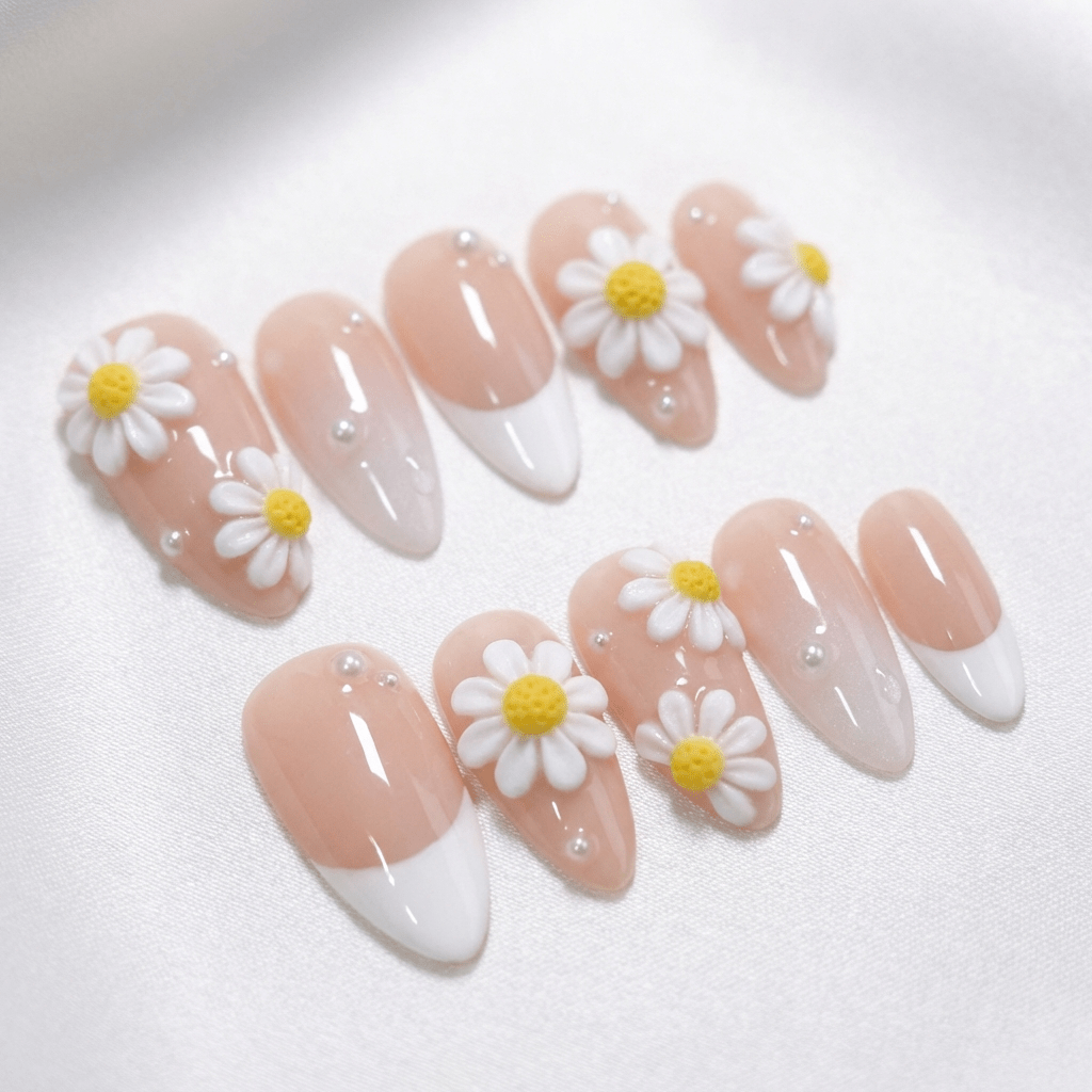 Petal Flutter press-on nails – design close-up by Handora