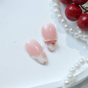 Petal Ribbon almond press-on nails – design close-up by Handora