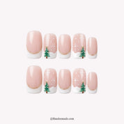 Pine Twinkle Christmas press-on nails - full set on white background by Handora Nails