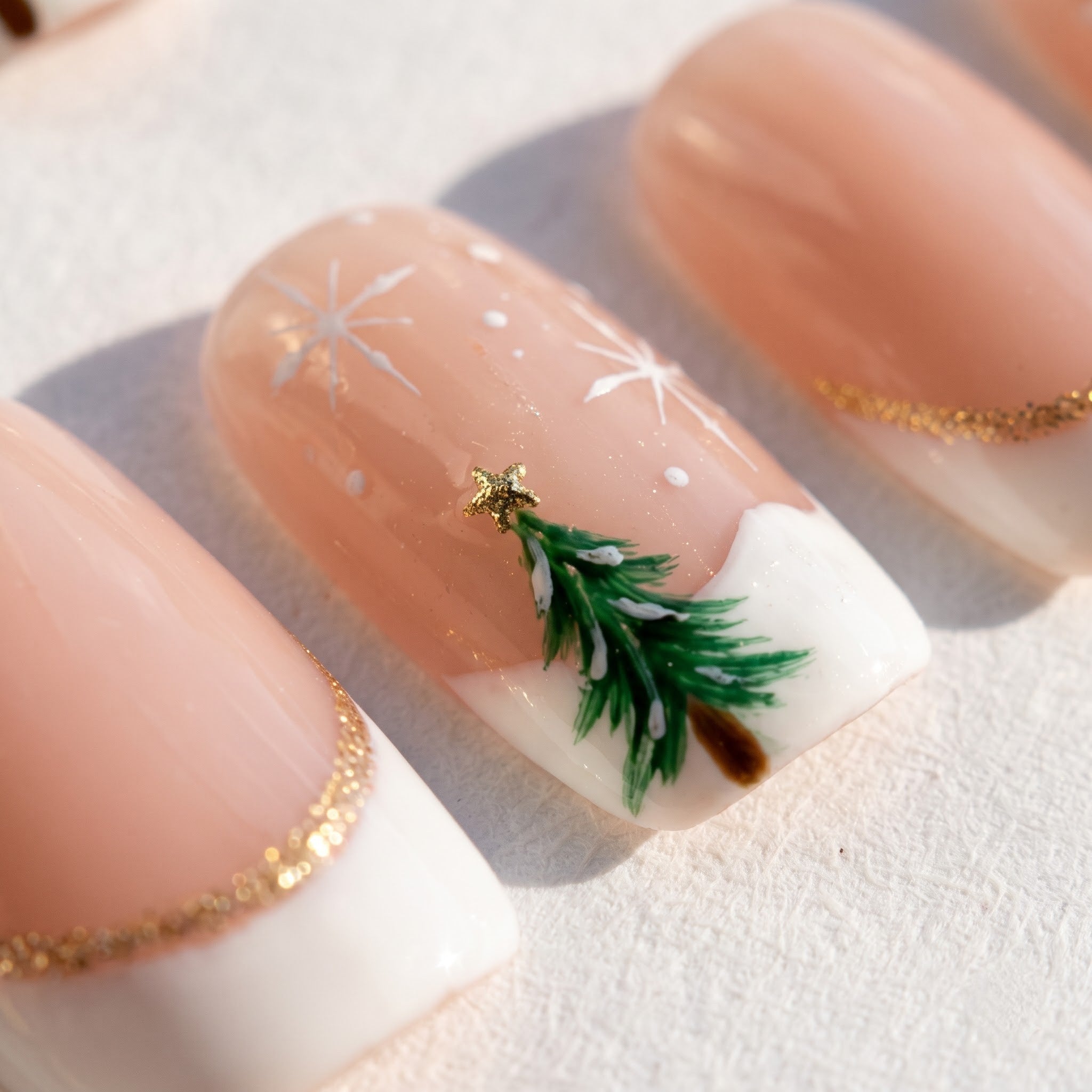 Pine Twinkle Christmas press-on nails - design view 8 by Handora Nails