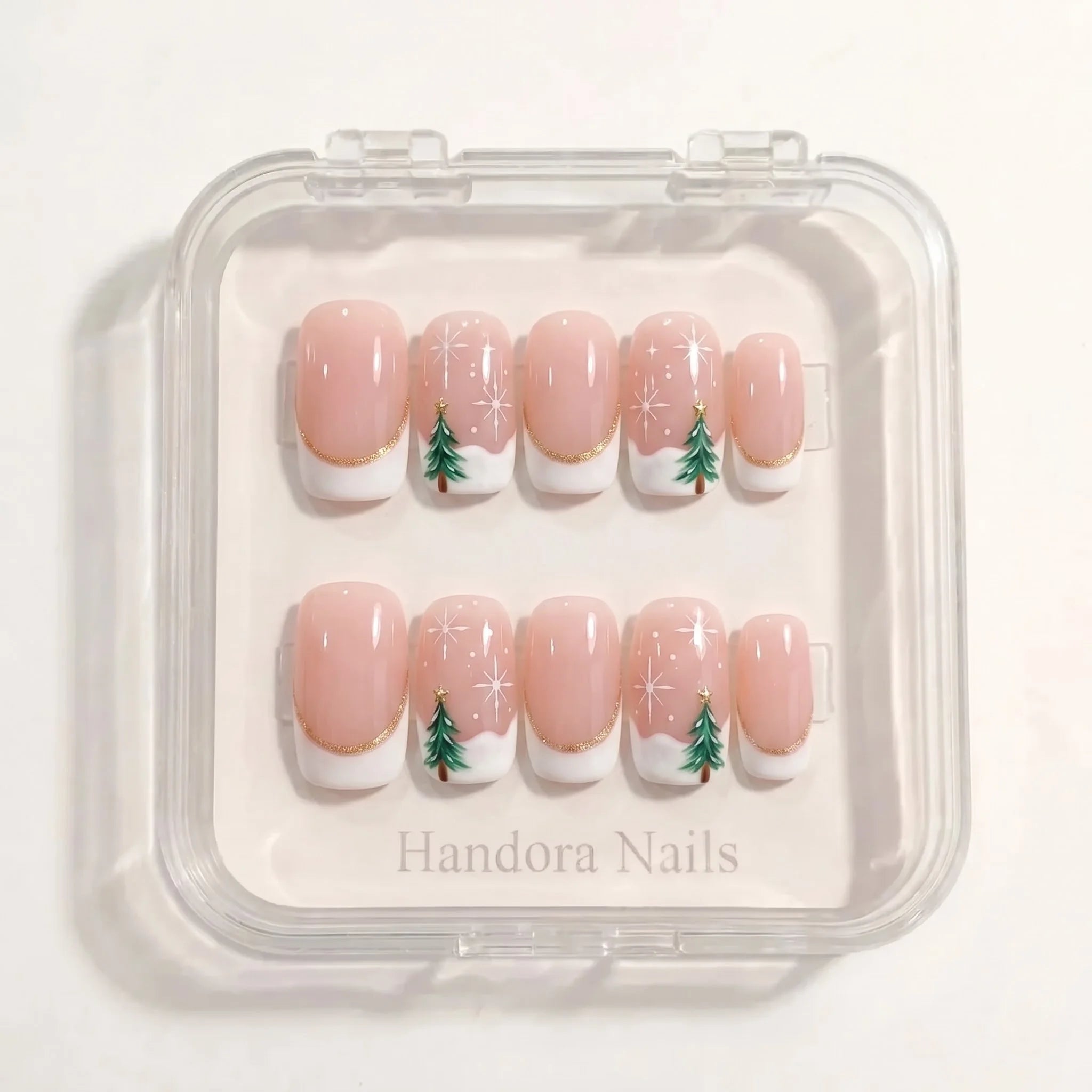 Pine Twinkle Christmas press-on nails - design view 9 by Handora Nails