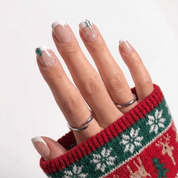 Pine Twinkle Christmas press-on nails - moving hand by Handora Nails