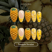 Pineapple Paradise press-on nails – hand-painted reusable gel set by Handora