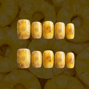 Pineapple Slice press-on nails – hand-painted reusable gel set by Handora