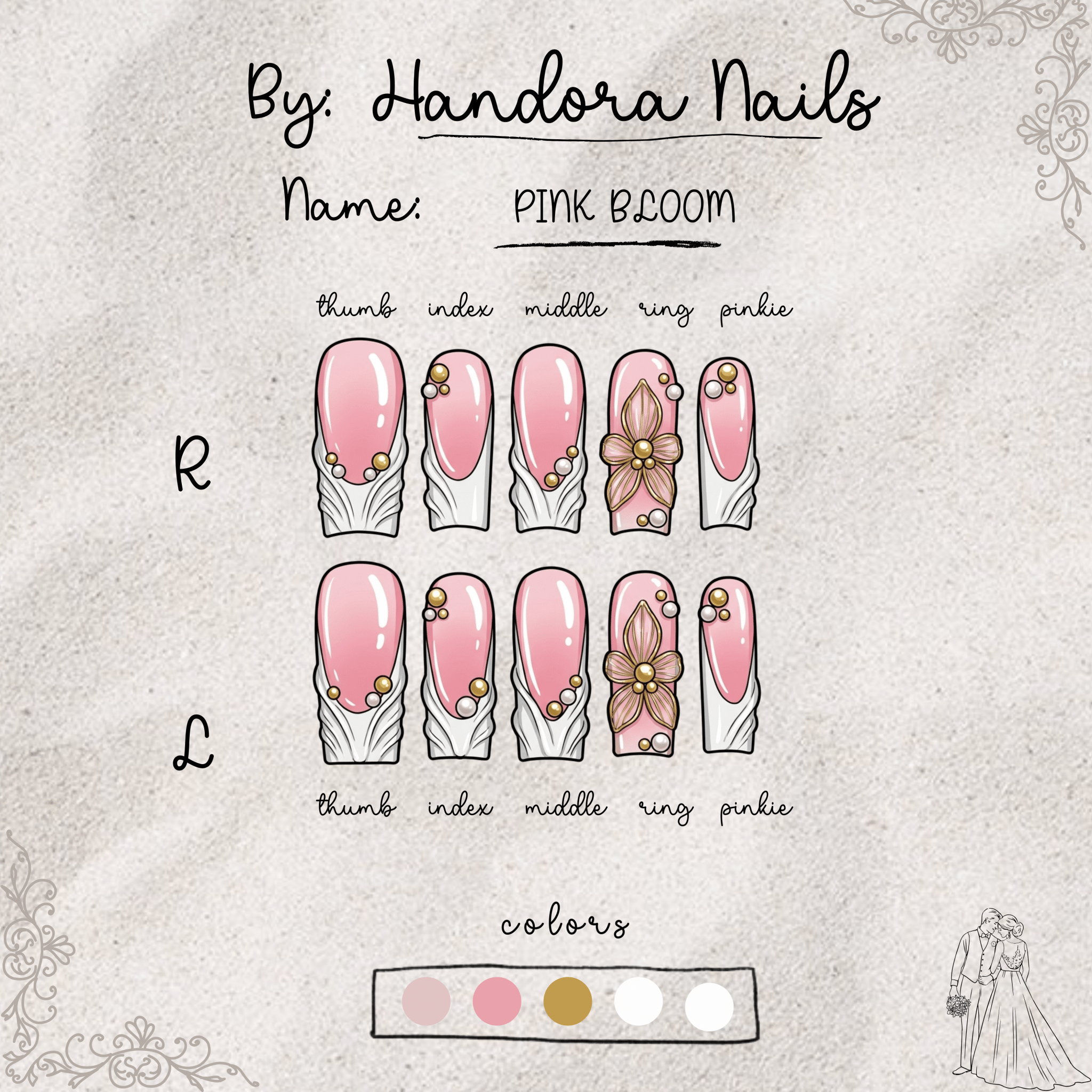 Pink Bloom salon-quality handmade press-on nails by Handora