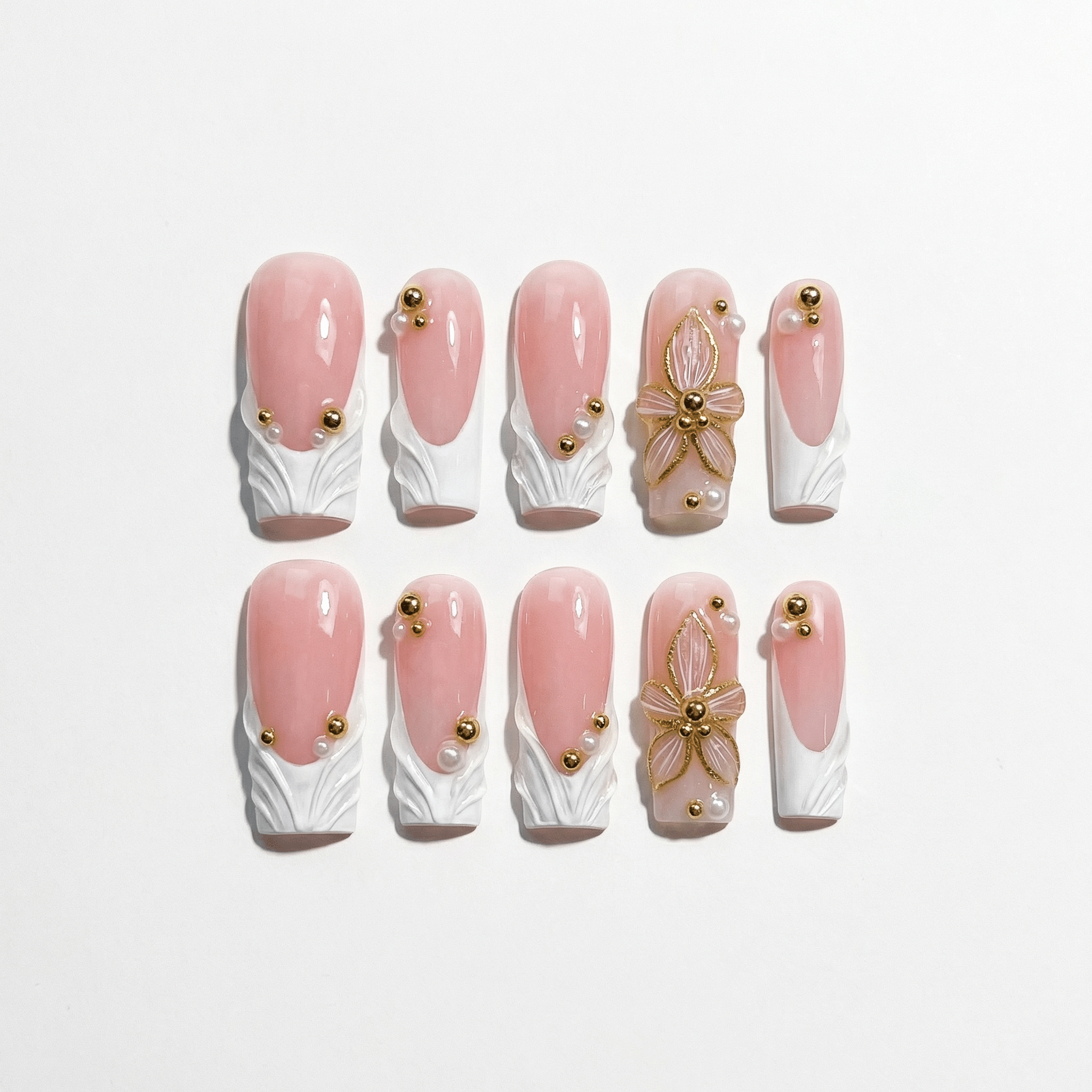 Pink Bloom pink press-on nails by Handora