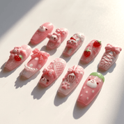 Pink Bunny pink press-on nails by Handora