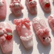 Pink Bunny full press-on nail set – sizes XS–L by Handora