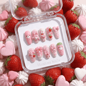 Pink Bunny kawaii nail design – handmade press-on nails by Handora