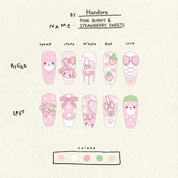 Pink Bunny press-on nails – hand-painted reusable gel set by Handora