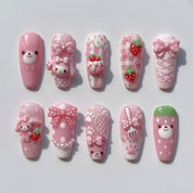 Pink Bunny salon-quality handmade press-on nails by Handora