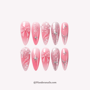 Pink Coquette pink 3d press-on nails by Handora