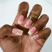 Pink Croc square press-on nails – design close-up by Handora