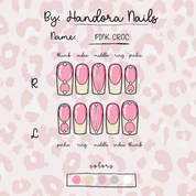 Pink Croc crystal nail design – handmade press-on nails by Handora