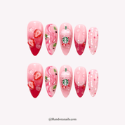 Pink Drink pink almond french tip press-on nails by Handora