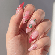 Pink Drink french tip nail design – handmade press-on nails by Handora
