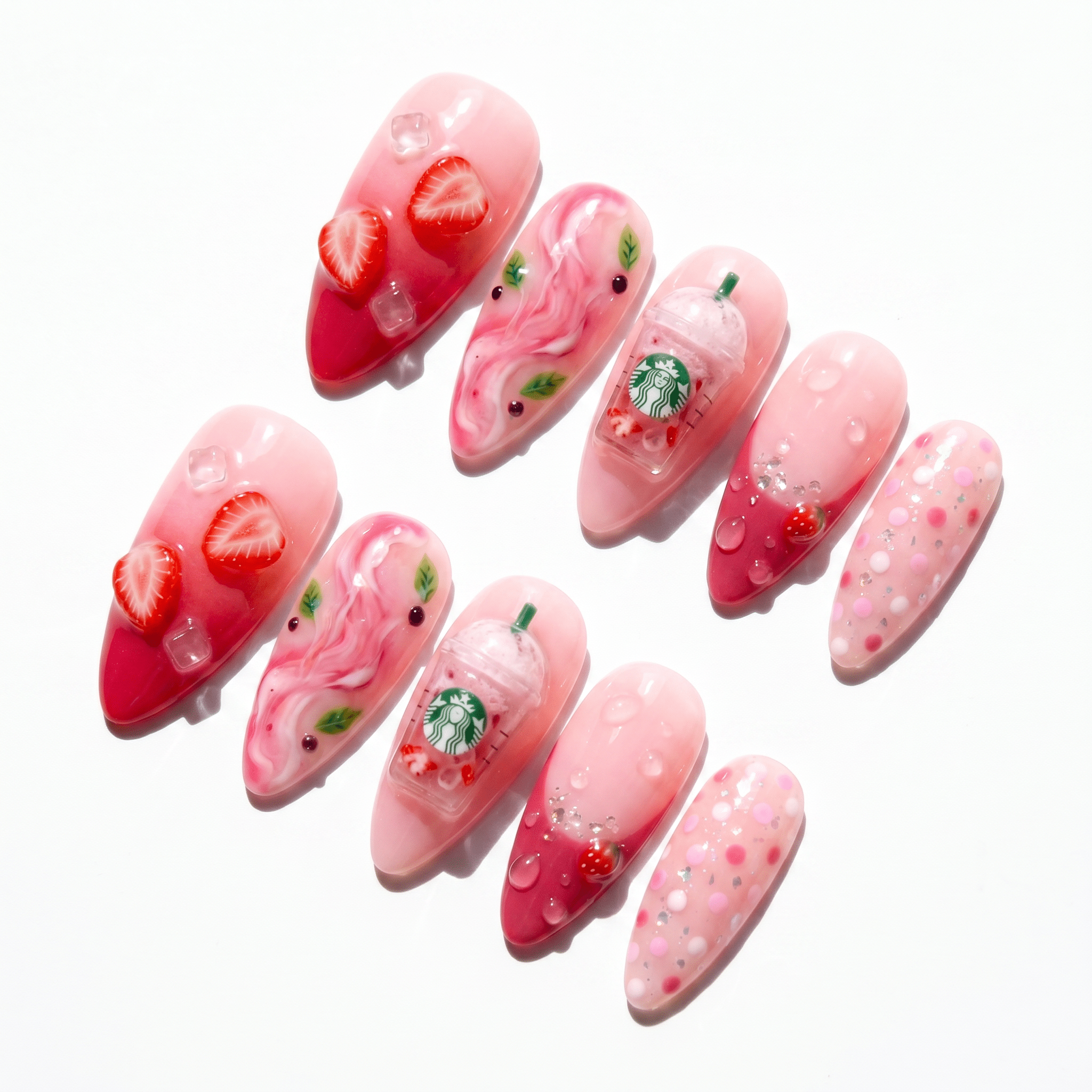 Pink Drink pink press-on nails by Handora