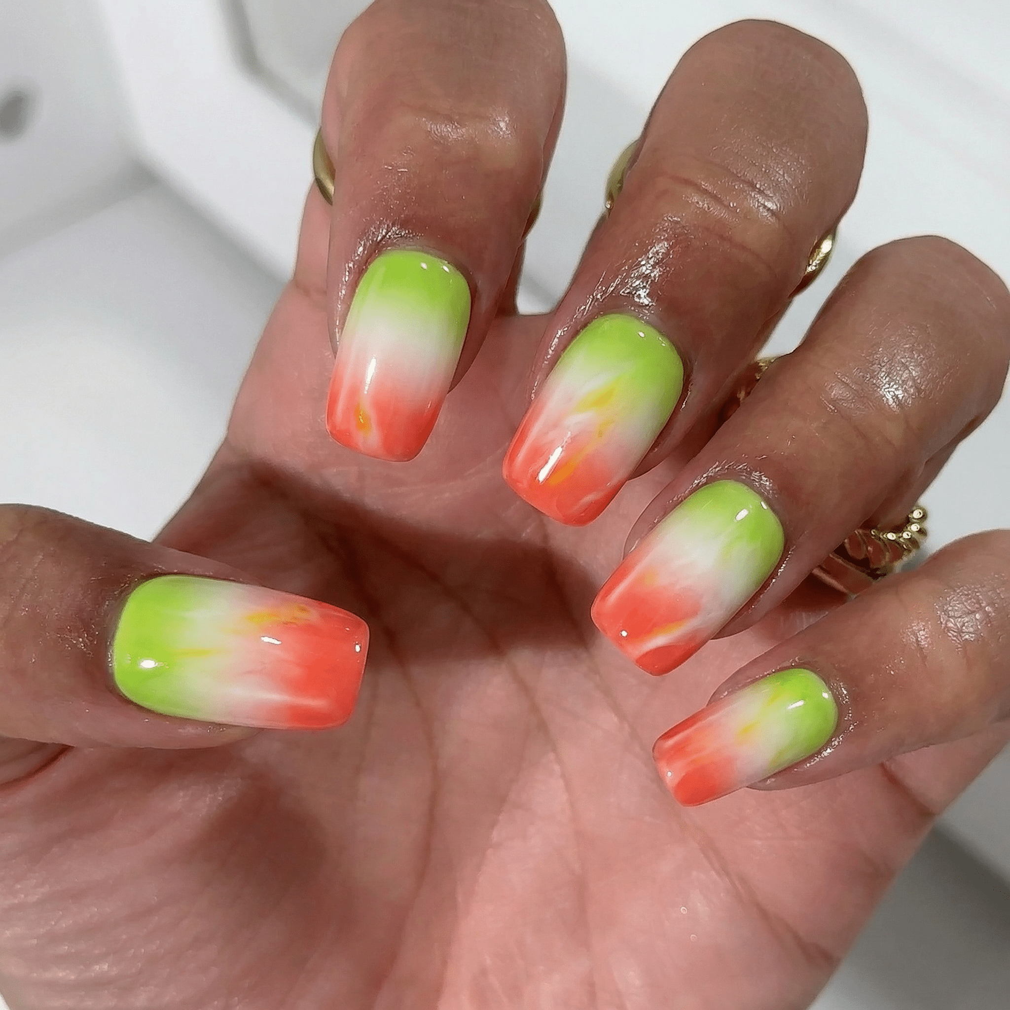 Pink Guava press-on nails – design close-up by Handora