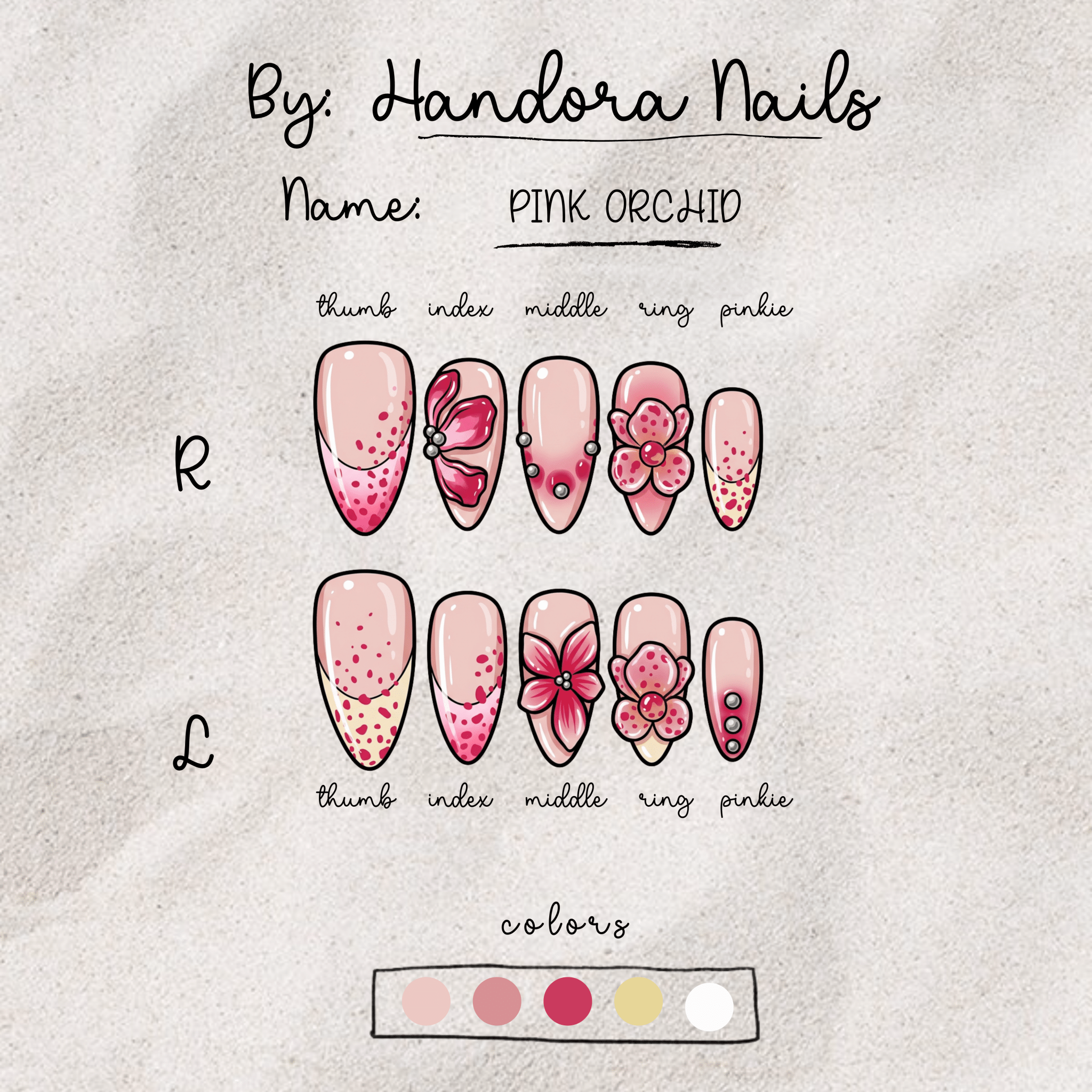 Pink Orchid pink press-on nails by Handora