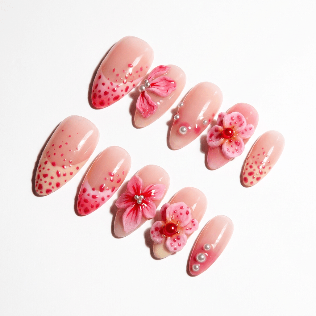Pink Orchid full press-on nail set – sizes XS–L by Handora