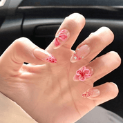 Pink Orchid press-on nails – hand-painted reusable gel set by Handora