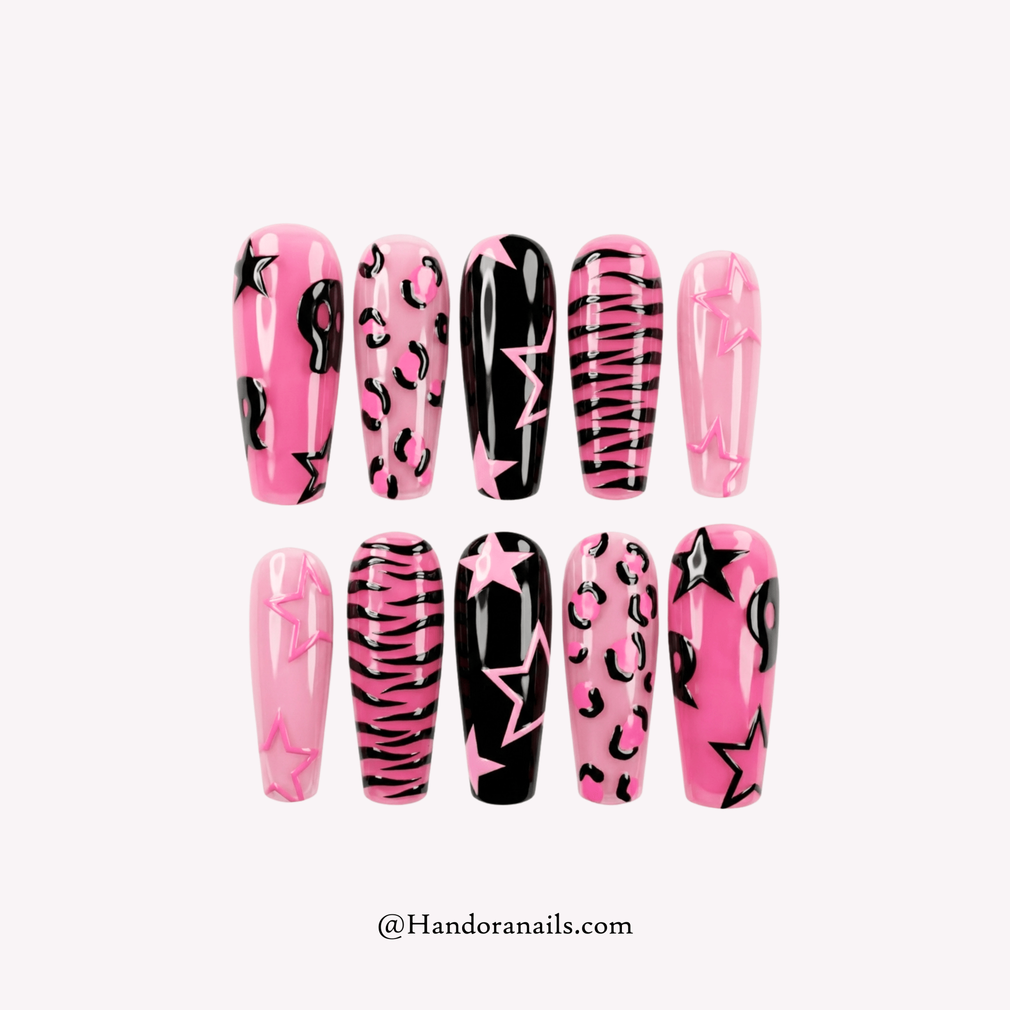 Pink Punk Rock pink y2k press-on nails by Handora