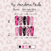 Pink Punk Rock press-on nails – design close-up by Handora