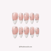 Pink Rhinestone pink almond crystal press-on nails by Handora