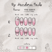 Pink Ribbon press-on nails – design close-up by Handora