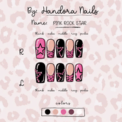 Pink Rock Star press-on nails – design close-up by Handora