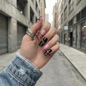 Pink Rock Star press-on nails – hand-painted reusable gel set by Handora