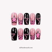 Pink Rock Star pink y2k press-on nails by Handora