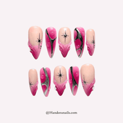 Pink Tourmaline pink 3d press-on nails by Handora