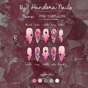 Pink Tourmaline press-on nails – design close-up by Handora