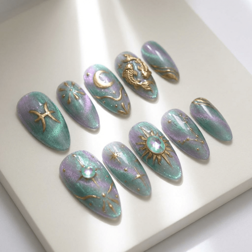Pisces Aura press-on nails by Handora