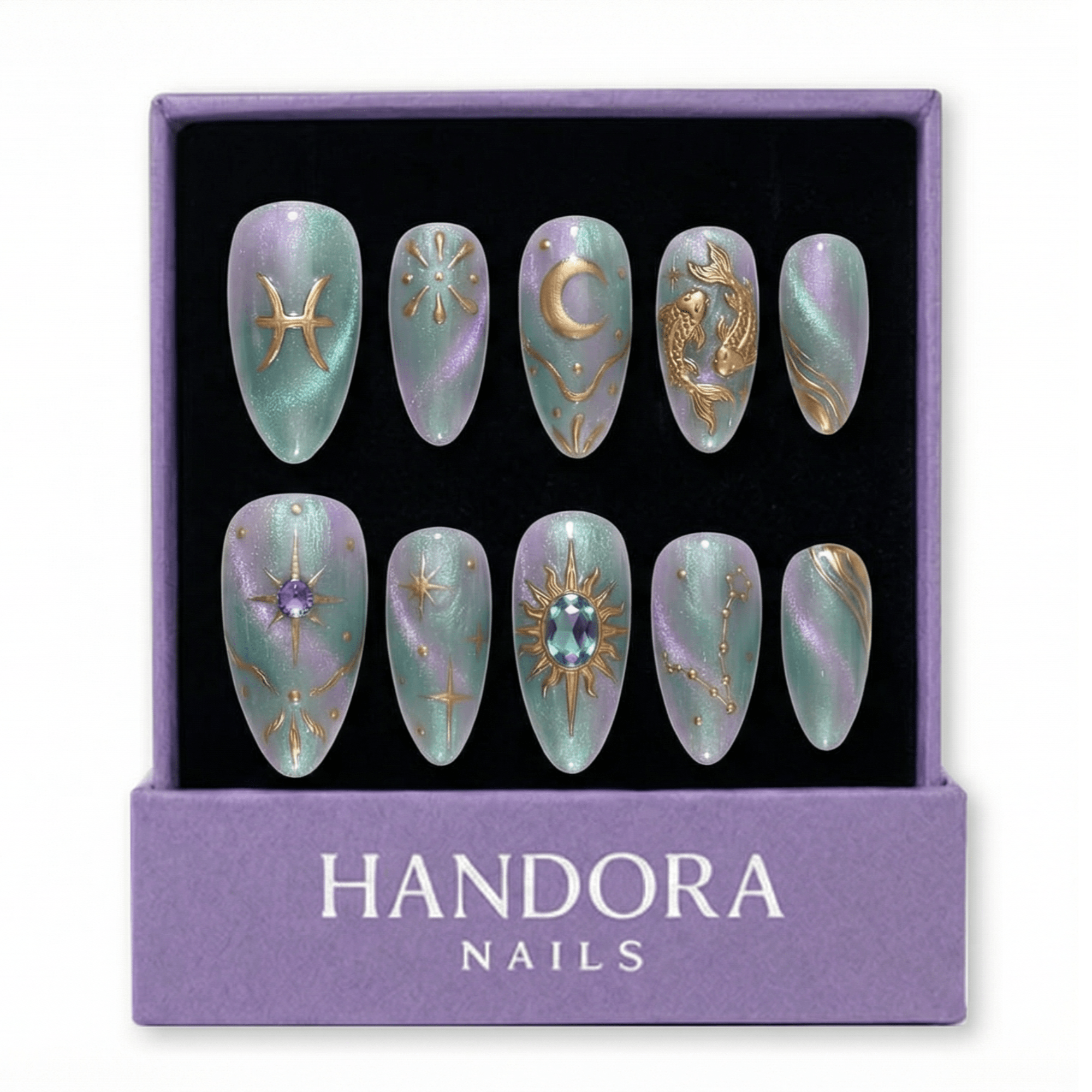 Pisces Aura press-on nails by Handora